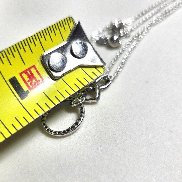 Authentic Pandora Sterling Silver Heart Knot Necklace Adjustable Length 24 In CZ - Picture 3 of 7